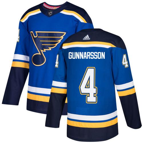 Adidas Blues #4 Carl Gunnarsson Blue Home Authentic Stitched NHL Jersey